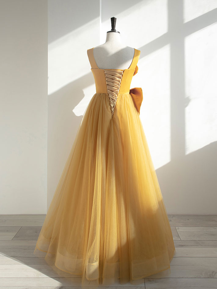 Simple Yellow Tulle Long Prom Dress, Yellow Formal Bridesmaid Dresses US 6 / Custom Color Simple Yellow Tulle Long Prom Dress, Yellow Formal Bridesmaid Dresses US 6 / Custom Color