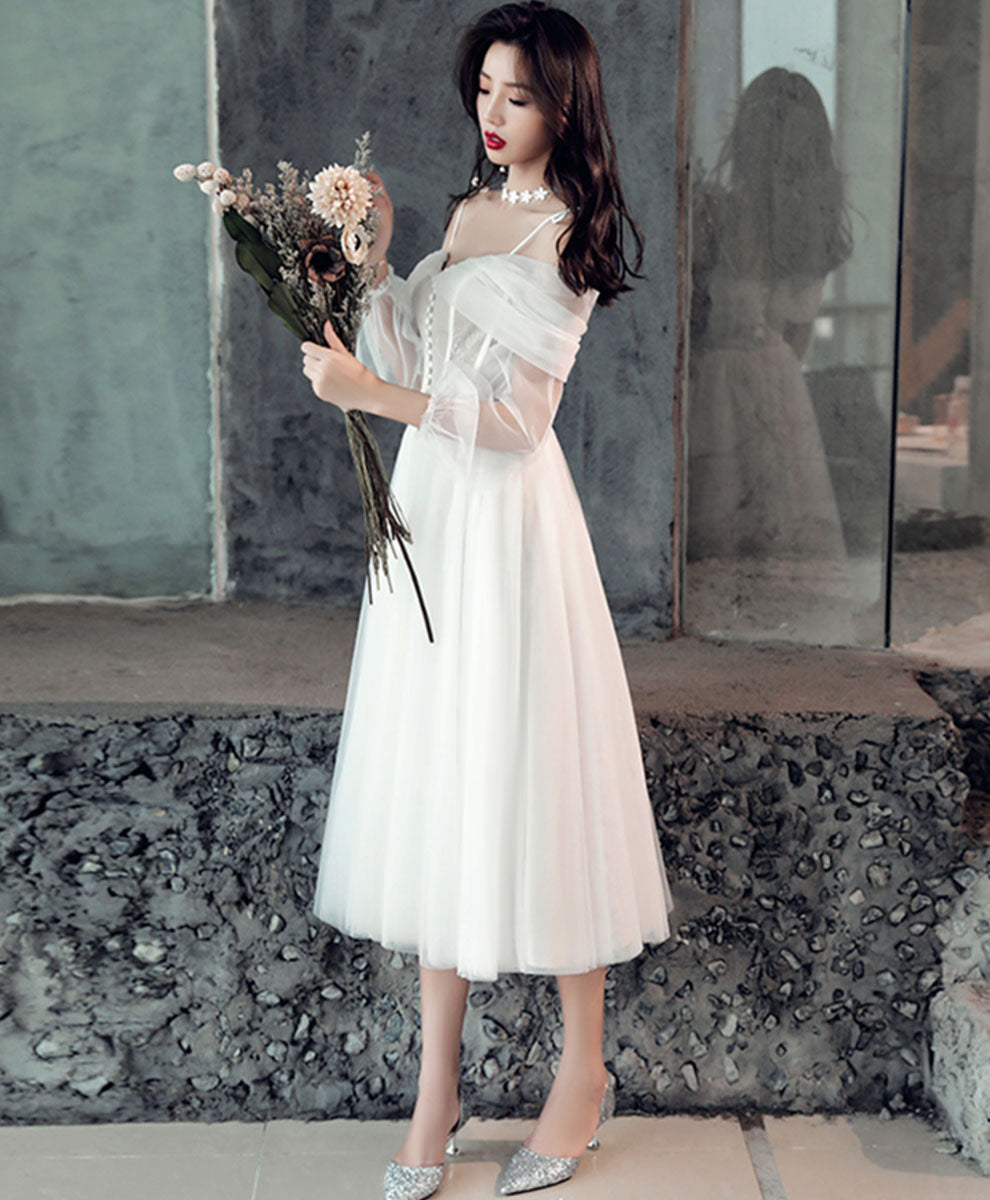 White Sweetheart Off Shoulder Tulle White Homecoming Dress