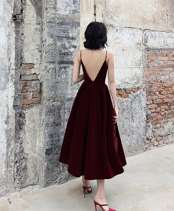 Burgundy Velvet Short Prom Dresses, A-Line Evening Dresses US 4 / Burgundy Burgundy Velvet Short Prom Dresses, A-Line Evening Dresses US 4 / Burgundy
