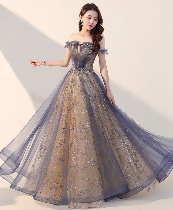 Elegant Tulle Long Prom Dress, Tulle Formal Dress US 2 / Gray (As Picture) Elegant Tulle Long Prom Dress, Tulle Formal Dress US 2 / Gray (As Picture)