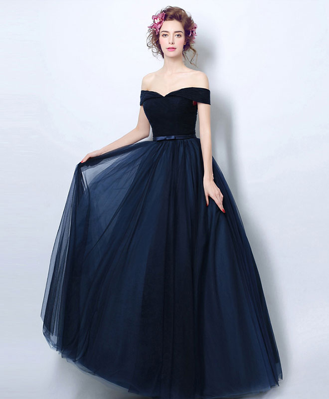 Blue Tulle Long Prom Dresses, A-Line Evening Dresses US 16 / Blue Blue Tulle Long Prom Dresses, A-Line Evening Dresses US 16 / Blue