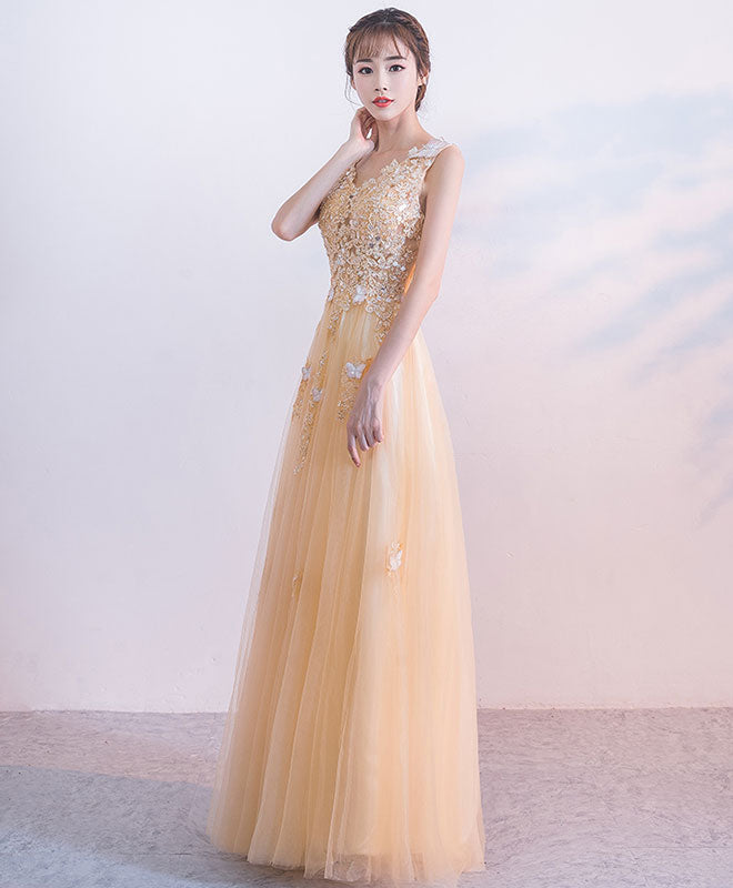 Champagne Tulle Lace Long Prom Dress. Champagne Tulle Evening Dress – shopluu