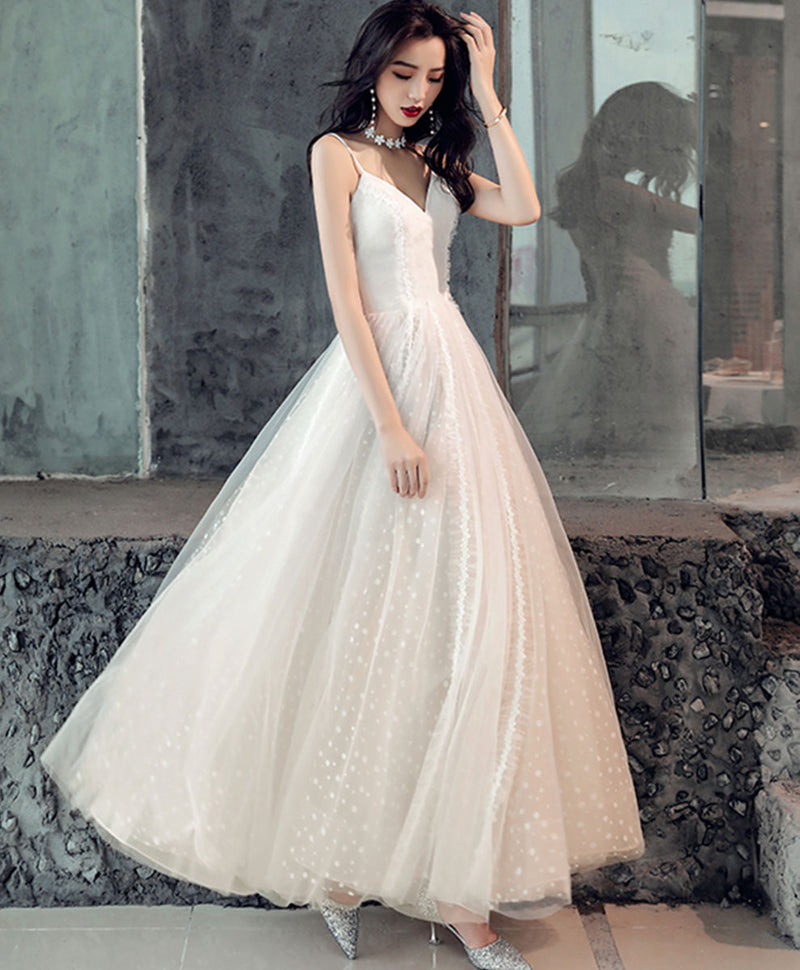 Light Champagne V Neck Tulle Lace Prom Dress Formal Dress shopluu Light Champagne V Neck Tulle Lace Prom Dress Formal Dress shopluu