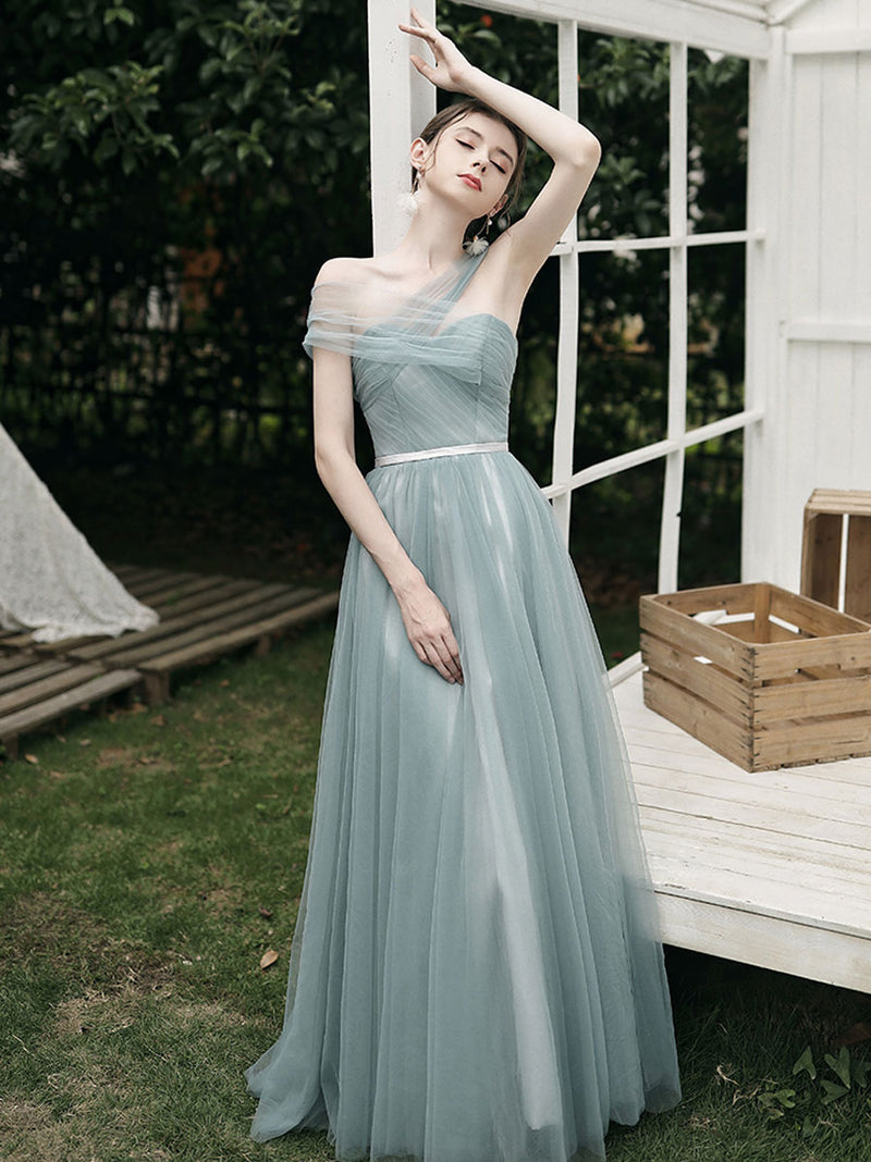Simple A line Green Tulle Long Prom Dress, Green Tulle Bridesmaid Dresses US 2 / D / Custom Color Simple A line Green Tulle Long Prom Dress, Green Tulle Bridesmaid Dresses US 2 / D / Custom Color