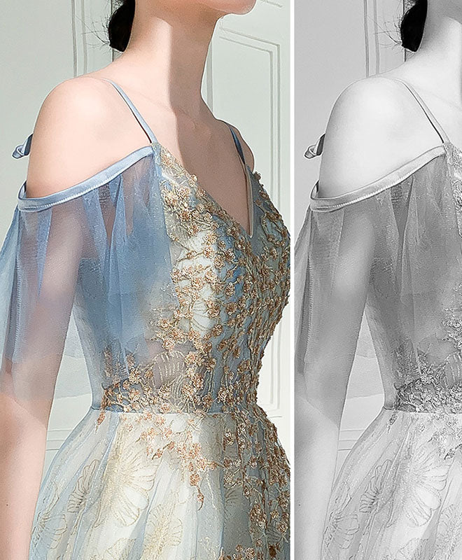 Green Tulle Lace Long Prom Dress, Green Tulle Lace Formal Dress