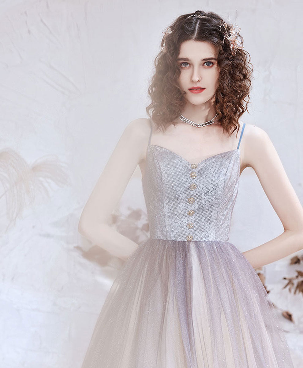Simple Sweetheart Aline Long Prom Dress, Shiny Formal Dresses