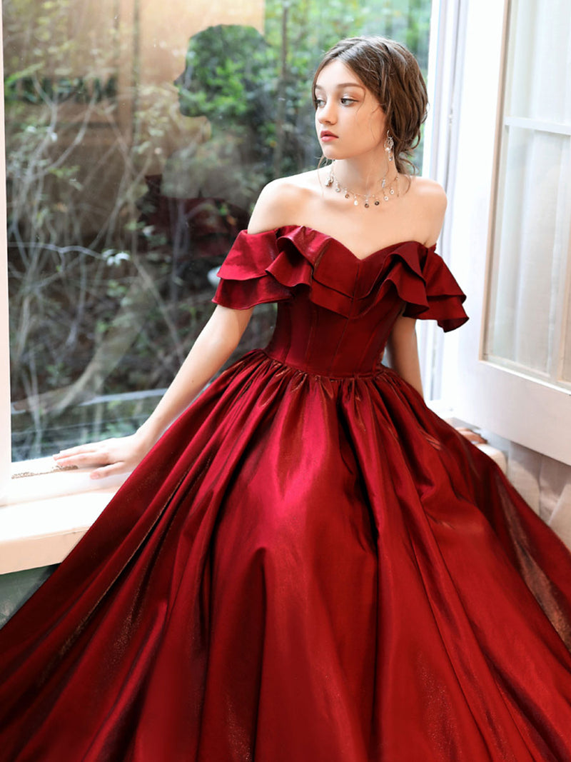 satin burgundy bridesmaid dresses Azazie Jesaphine