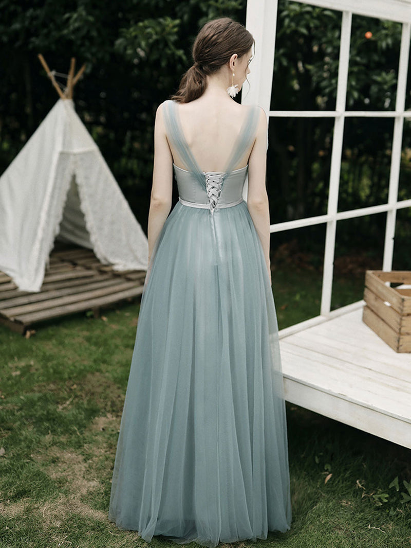 Simple A line Green Tulle Long Prom Dress, Green Tulle Bridesmaid Dresses US 8 / A / Green Simple A line Green Tulle Long Prom Dress, Green Tulle Bridesmaid Dresses US 8 / A / Green