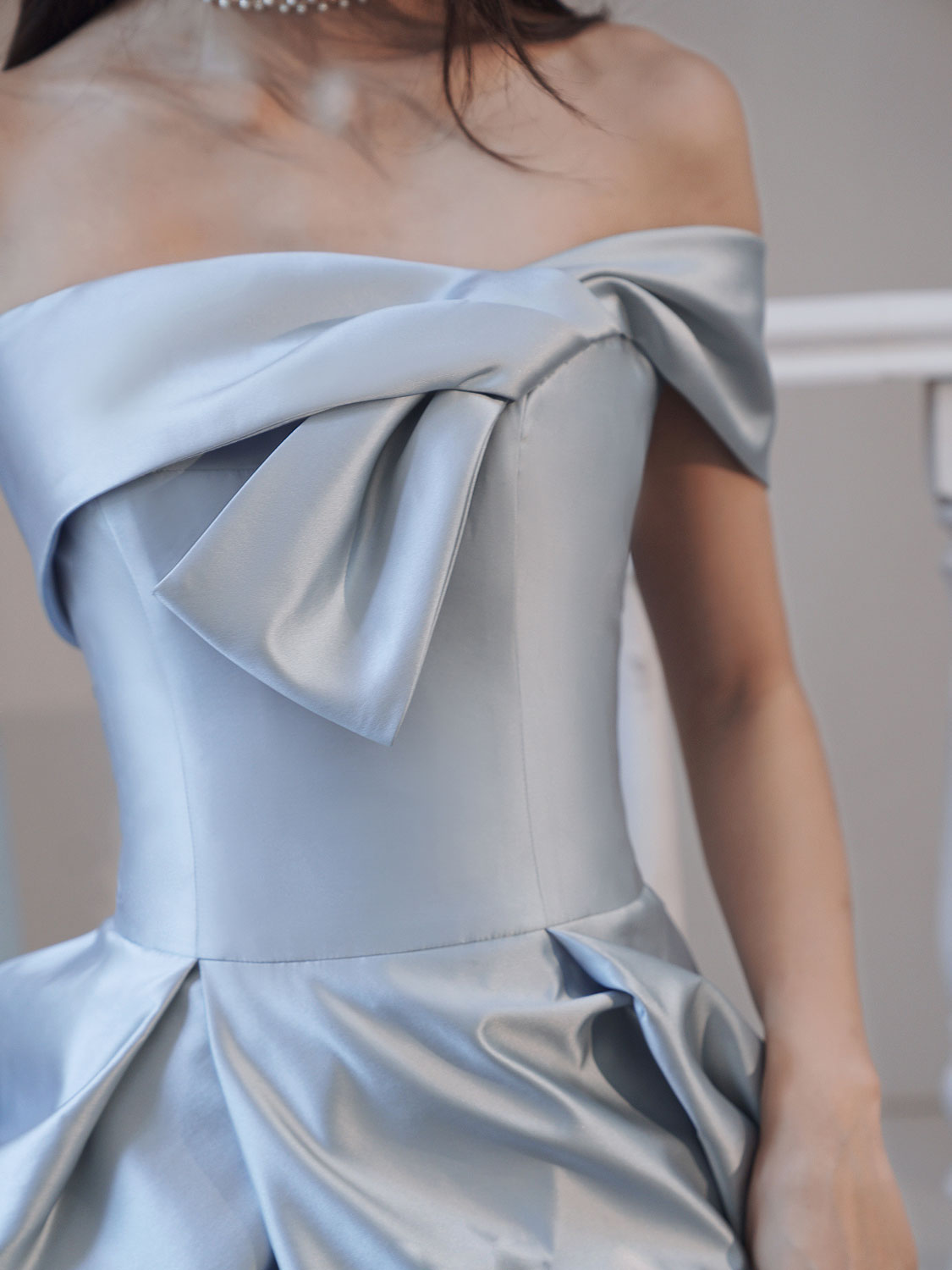 Simple Blue Satin Long Prom Dress, Blue Formal Evening Dress