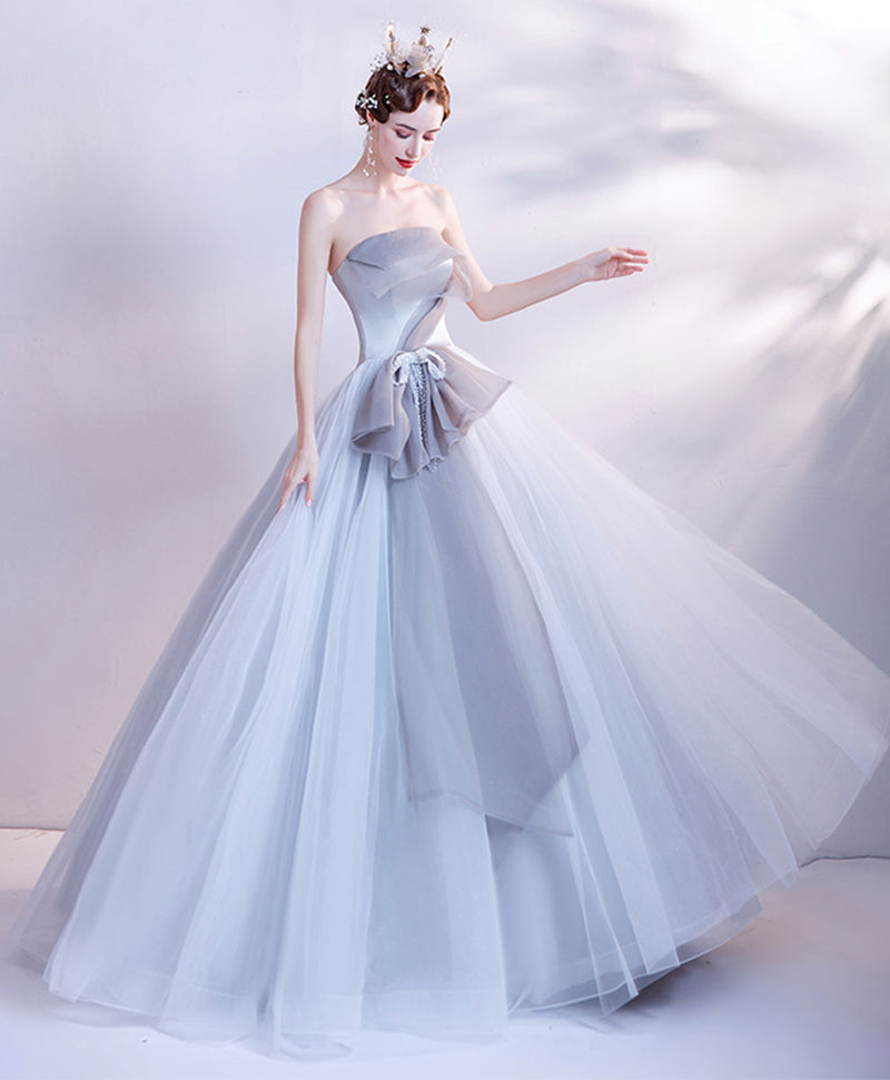 Gray Aline Tulle Long Prom Dress, Formal Gray Formal Party Dress US 12 / Custom Color Gray Aline Tulle Long Prom Dress, Formal Gray Formal Party Dress US 12 / Custom Color