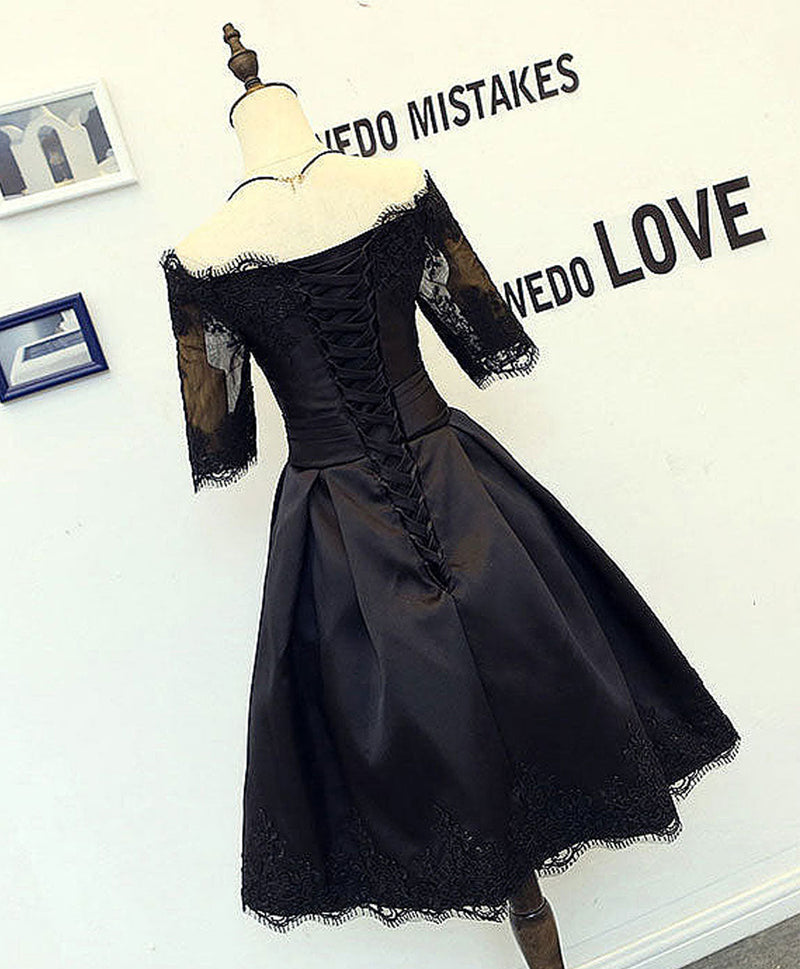 Black Lace Short Prom Dress, Black Homecoming Dress shopluu Black Lace Short Prom Dress, Black Homecoming Dress shopluu