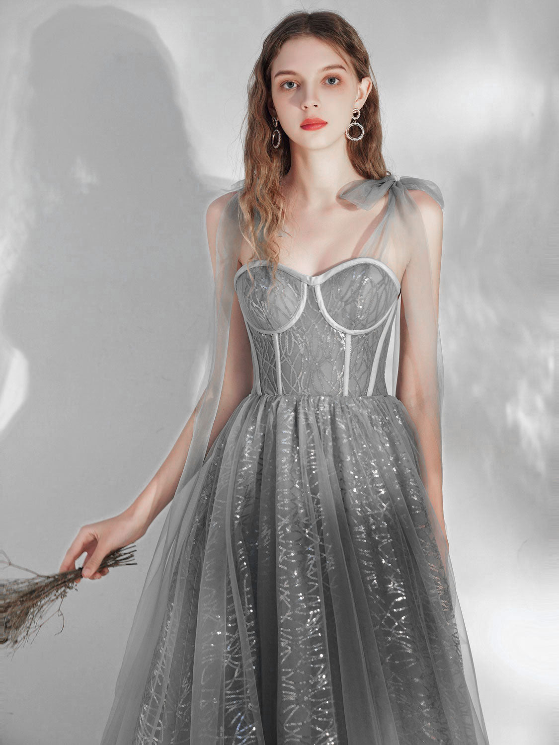Gray sweetheart neck tulle short prom dress, gray tulle homecoming dress