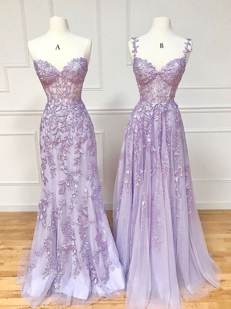 Long Purple Lace Prom Dresses, Long Purple Lace Formal Homecoming Dresses, US 4 / Style A / No Rush Long Purple Lace Prom Dresses, Long Purple Lace Formal Homecoming Dresses, US 4 / Style A / No Rush