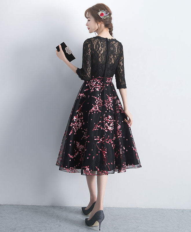 Black Lace Tulle Short Prom Dress, Black Lace Bridesmaid Dress US 6 / Black Black Lace Tulle Short Prom Dress, Black Lace Bridesmaid Dress US 6 / Black