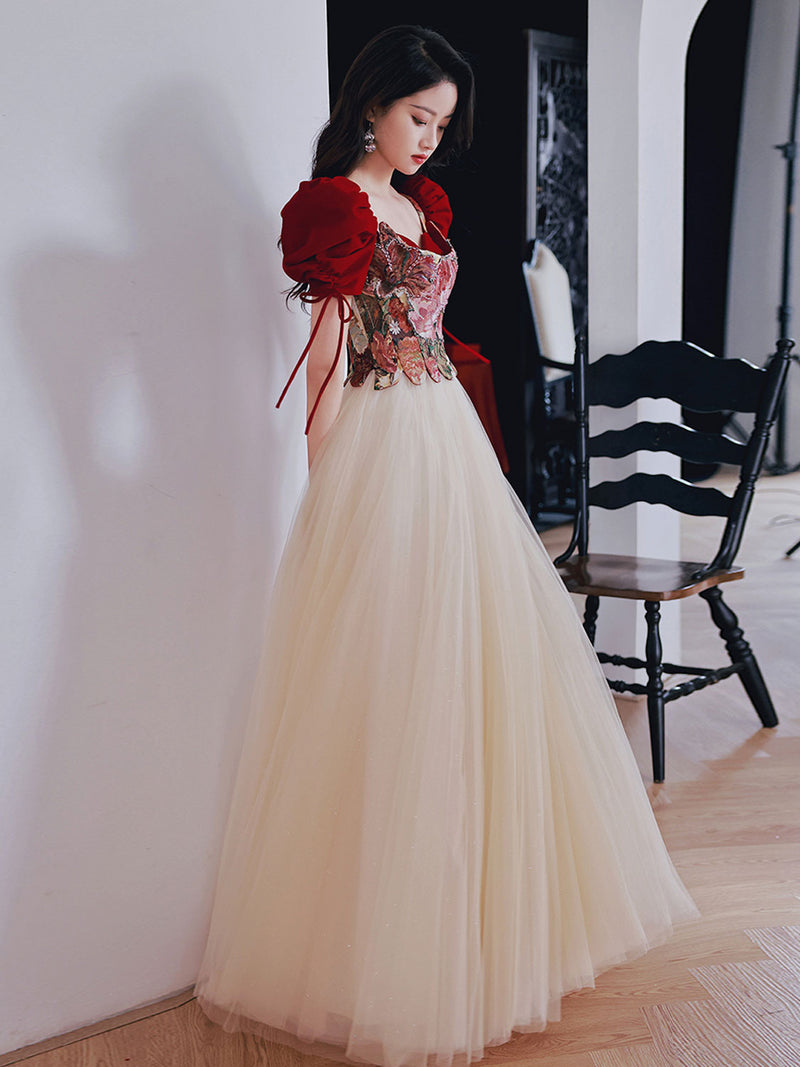 Champagne Tulle Spaghetti Strap Long Prom Dress, A-Line Formal Evening Dress US 12 / Custom Color Champagne Tulle Spaghetti Strap Long Prom Dress, A-Line Formal Evening Dress US 12 / Custom Color