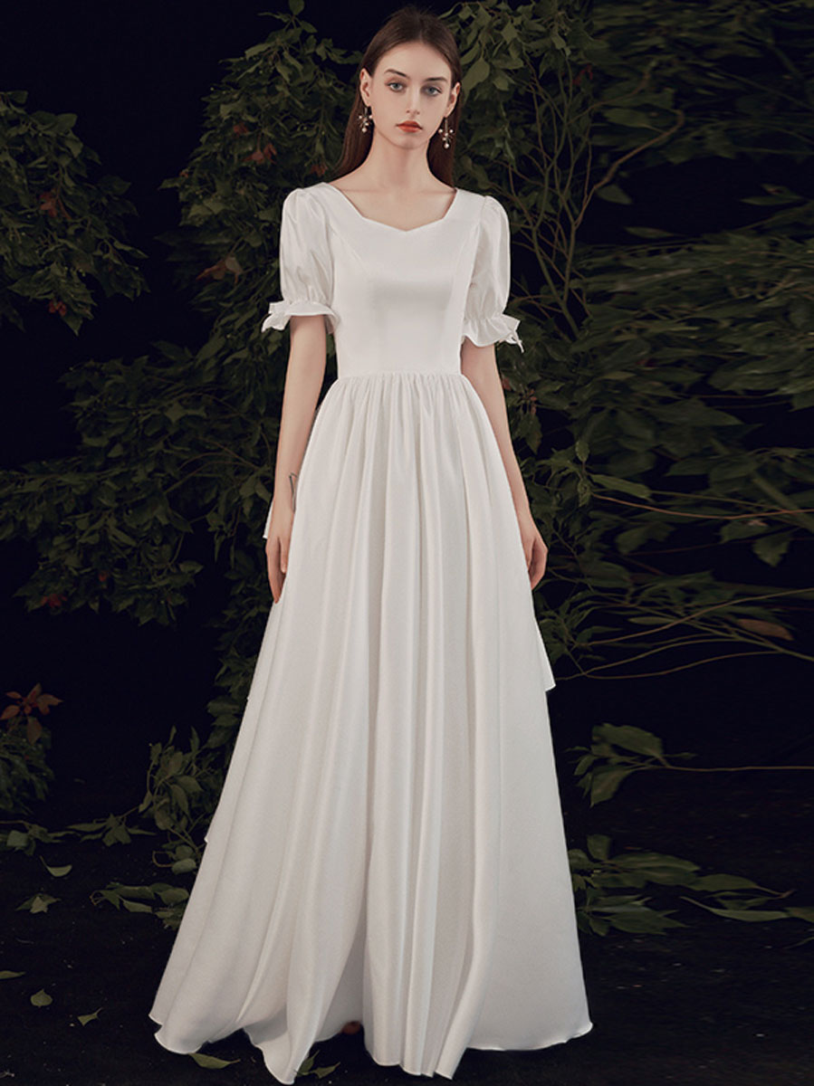 Simple ivory Long Prom Dress, White Bridesmaid Dresses