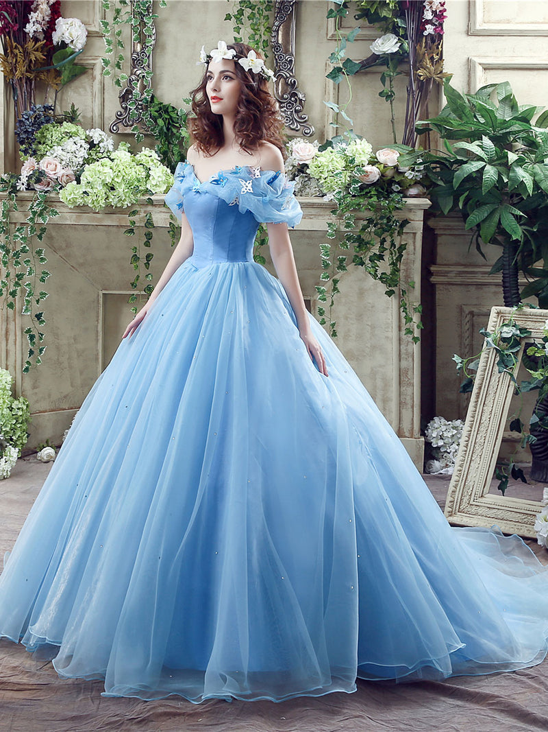 Blue Off Shoulder Long Prom Dresses, Formal Gown Blue Sweet 16 Dresses shopluu Blue Off Shoulder Long Prom Dresses, Formal Gown Blue Sweet 16 Dresses shopluu