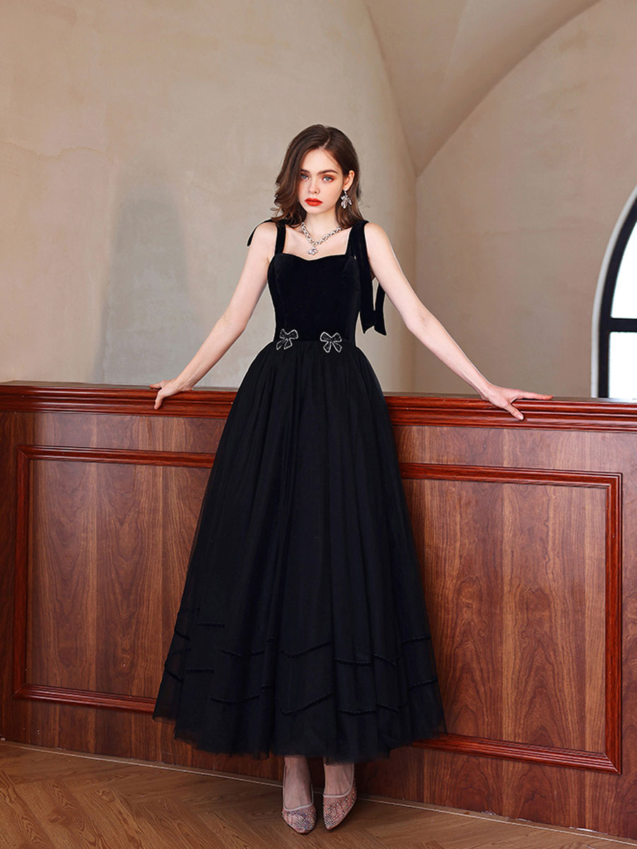 Black Sweetheart Tulle Long Prom Dress, Black Tulle Formal Graduation Dresses