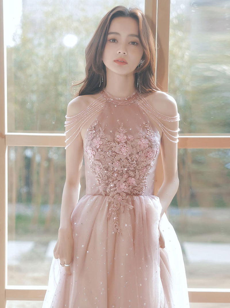 Shoulder Korean Party Dress 2018 Prom Dress Pink Boutique Party