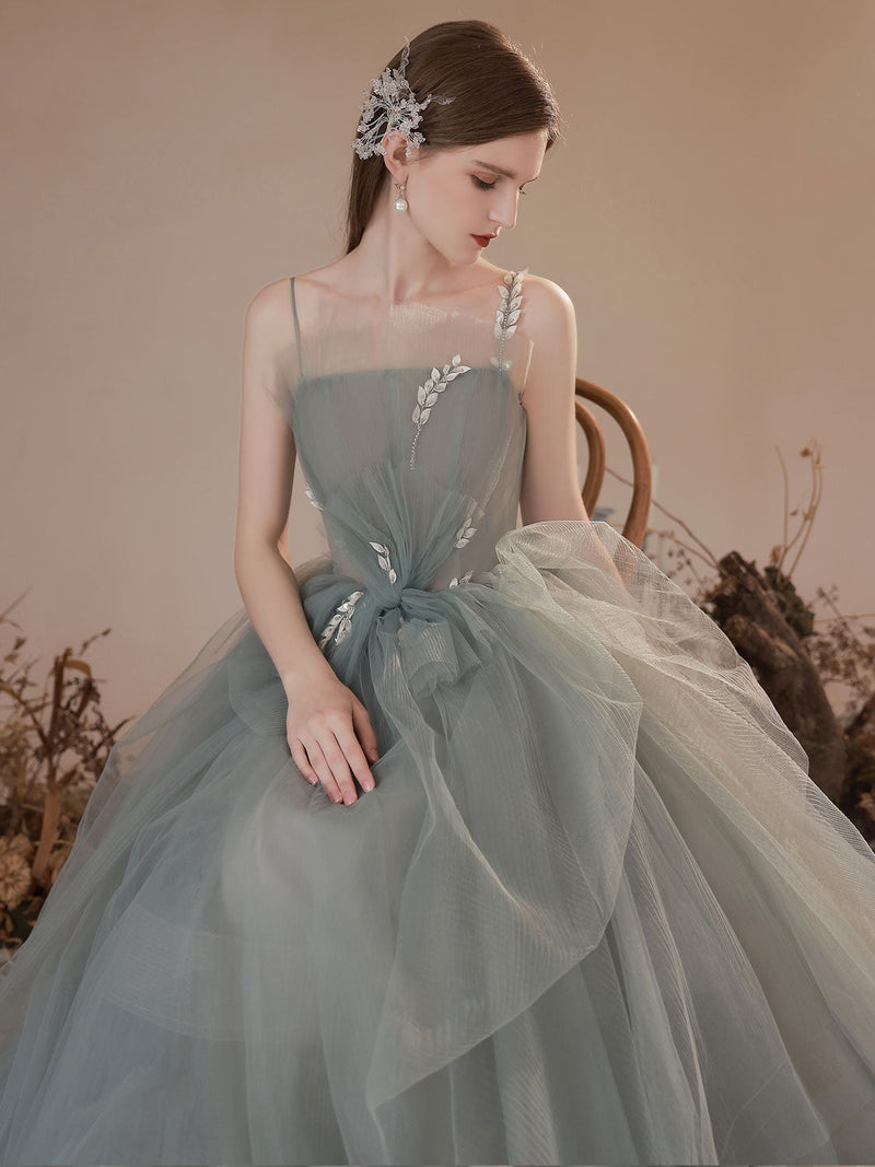 Gray Green Long Prom Dress, Gray Green Formal Graduation Dresses – shopluu