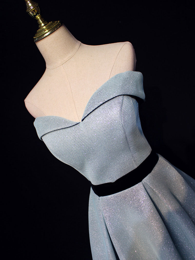Light Blue A line Long Prom Dress, Blue Formal Evening Dresses