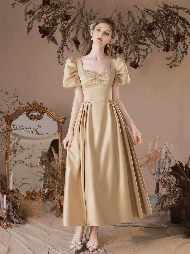 shopluu Elegant Retro Tea Length Prom Dress