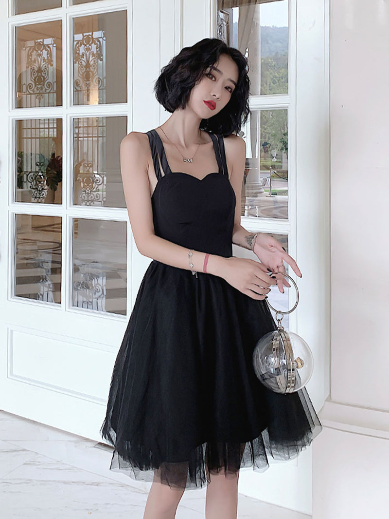 Black Backless Tulle Short Prom Dress, Black Homecoming Dresses US 6 / Black Black Backless Tulle Short Prom Dress, Black Homecoming Dresses US 6 / Black