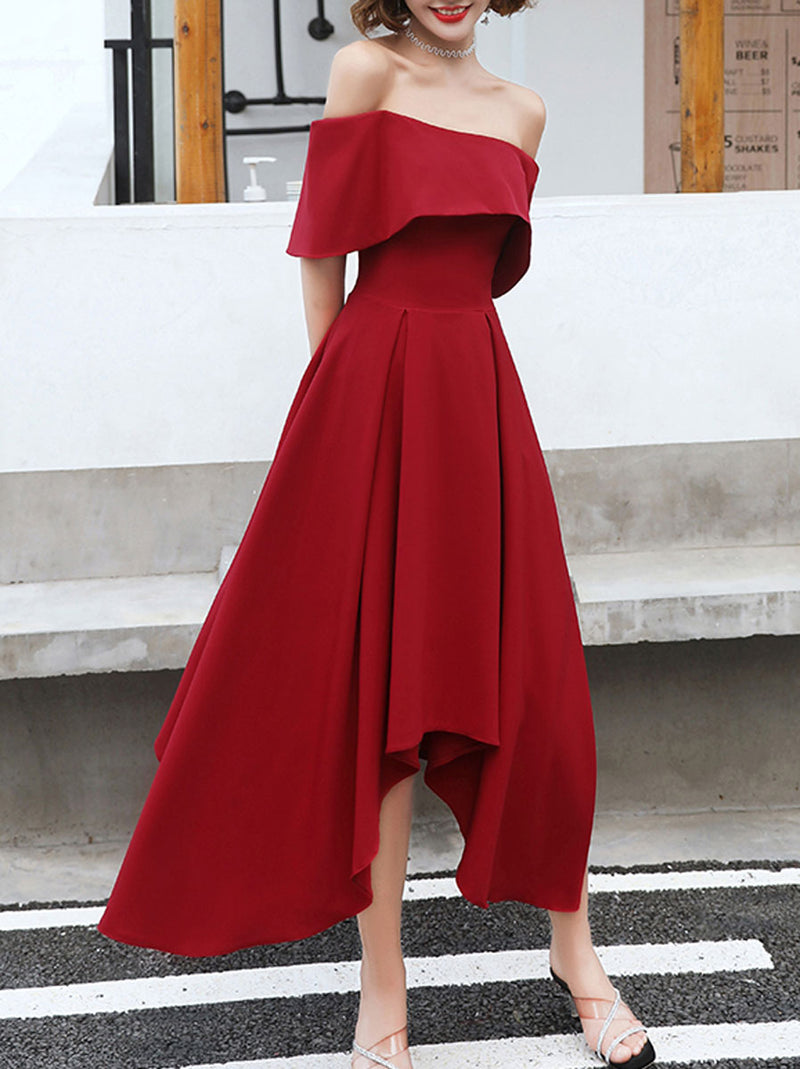 Simple Burgundy Off Shoulder Prom Dresses, Burgundy Homecoming Dresses US 8 / Burgundy Simple Burgundy Off Shoulder Prom Dresses, Burgundy Homecoming Dresses US 8 / Burgundy