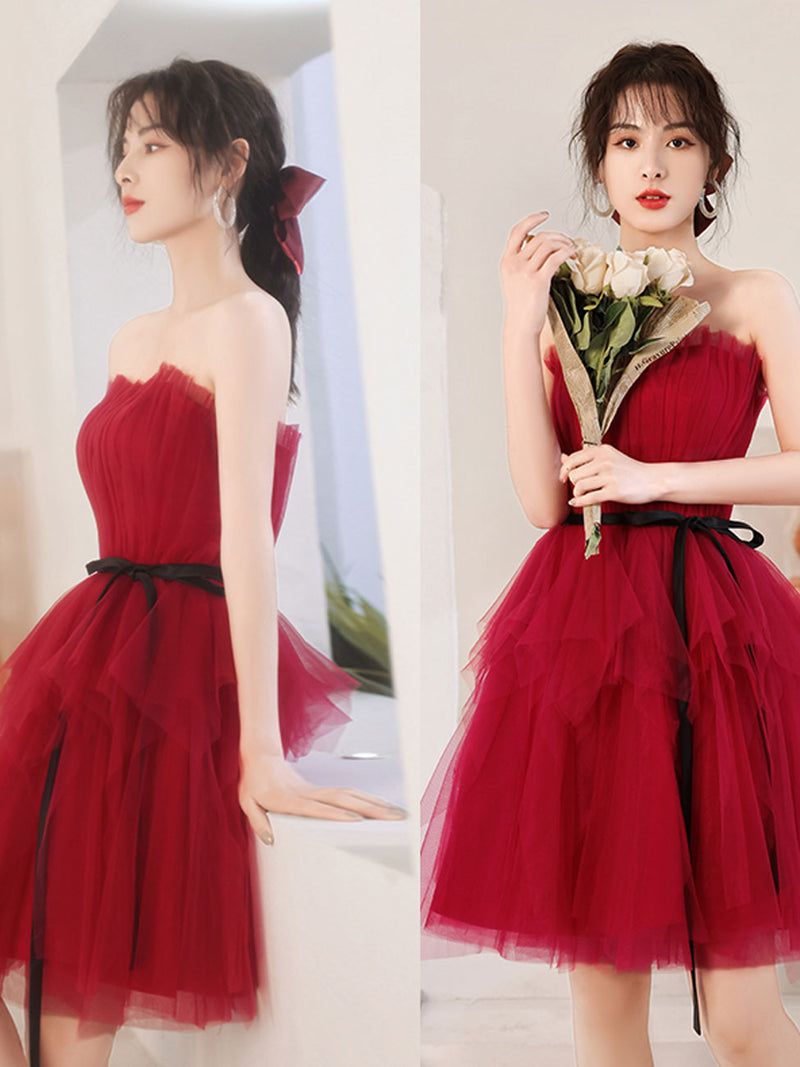 A Line Burgundy Short Prom Dresses, Cute Burgundy Homecoming Dress US 14 / Custom Color A Line Burgundy Short Prom Dresses, Cute Burgundy Homecoming Dress US 14 / Custom Color