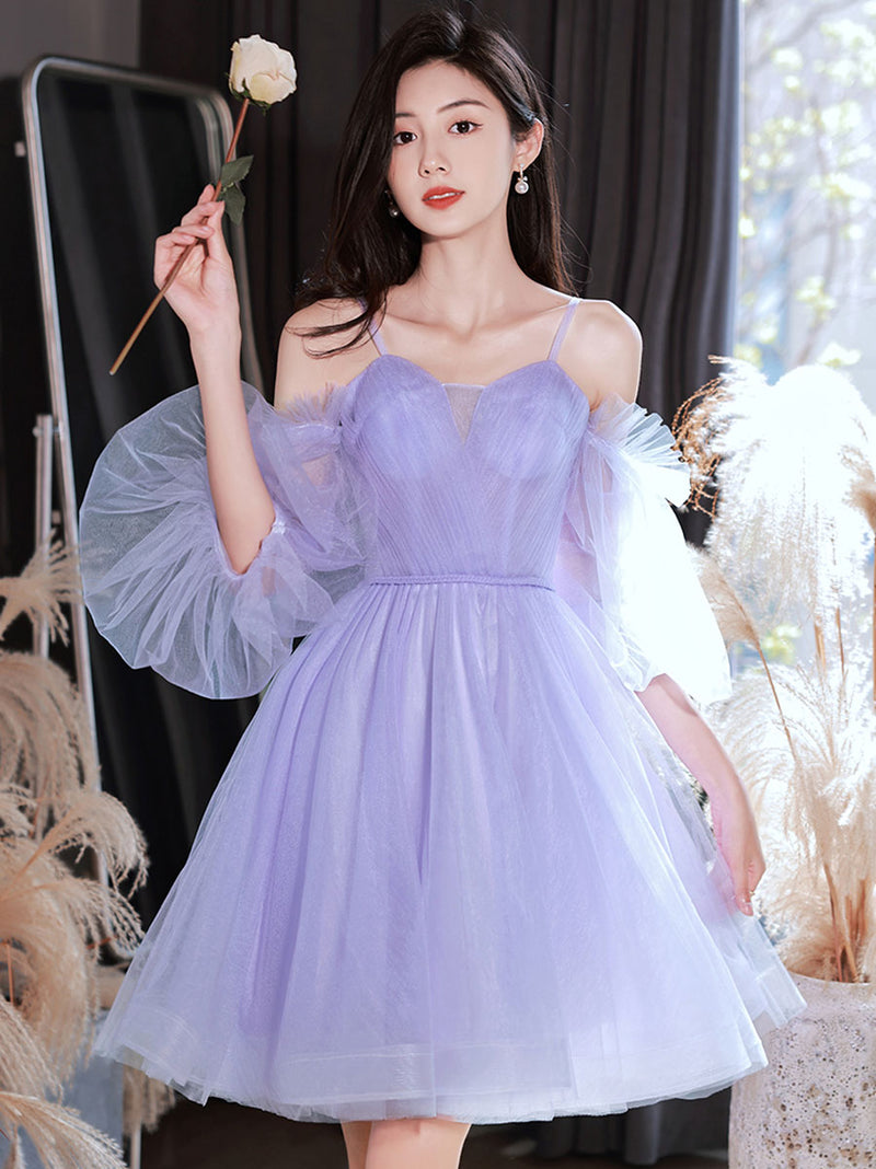 Off the Shoulder Short Purple Prom Dresses, Short Purple Tulle Formal Homecoming Dresses, US 2 / Custom Color / With Rush+$19.99 Off the Shoulder Short Purple Prom Dresses, Short Purple Tulle Formal Homecoming Dresses, US 2 / Custom Color / With Rush+$19.99