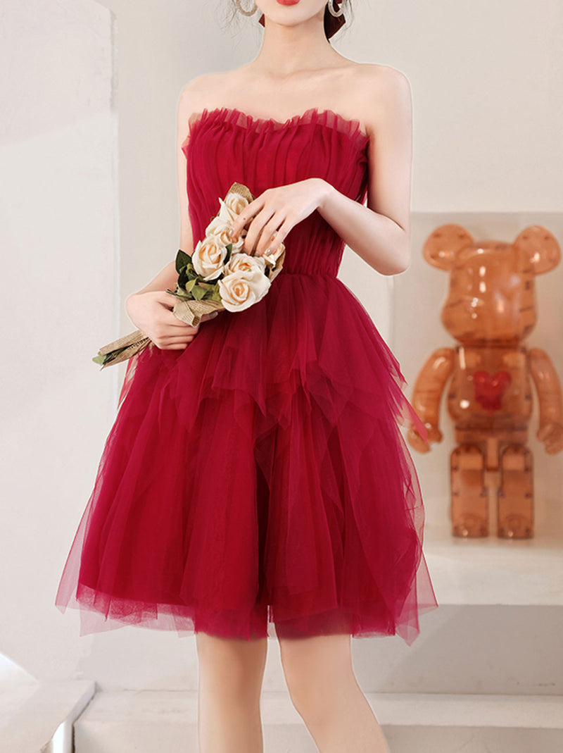 A Line Burgundy Short Prom Dresses, Cute Burgundy Homecoming Dress US 14 / Custom Color A Line Burgundy Short Prom Dresses, Cute Burgundy Homecoming Dress US 14 / Custom Color