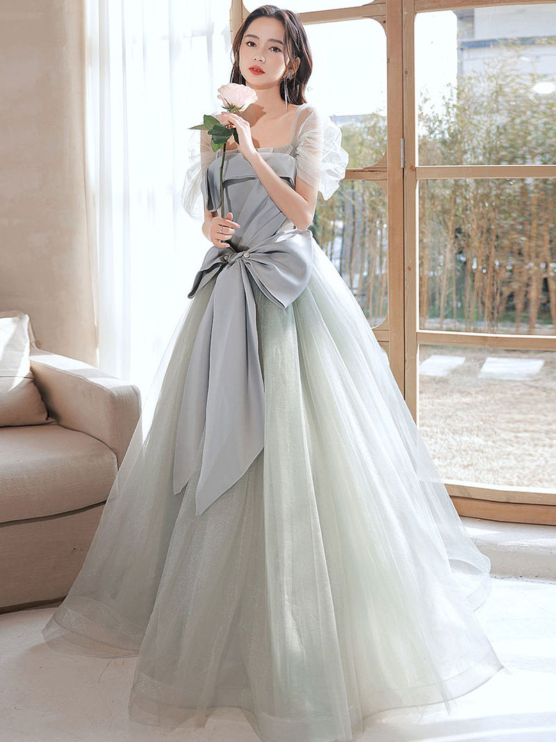 Gray Green Tulle Long Prom Dresses, Tulle Formal Graduation Dresses US 6 / Gray Green Gray Green Tulle Long Prom Dresses, Tulle Formal Graduation Dresses US 6 / Gray Green