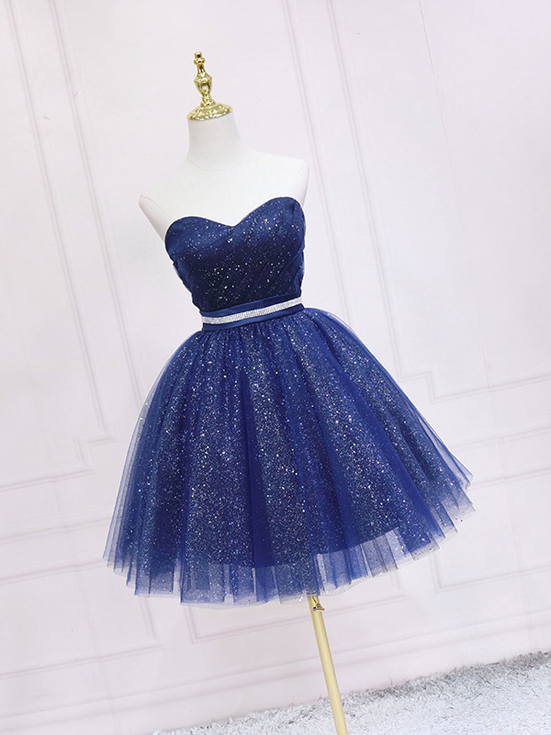 Sweetheart Neck Short Blue Prom Dresses, Short Blue Formal Homecoming Graduation Dresses, US 10 / Dark Blue as Pics / No Rush Sweetheart Neck Short Blue Prom Dresses, Short Blue Formal Homecoming Graduation Dresses, US 10 / Dark Blue as Pics / No Rush