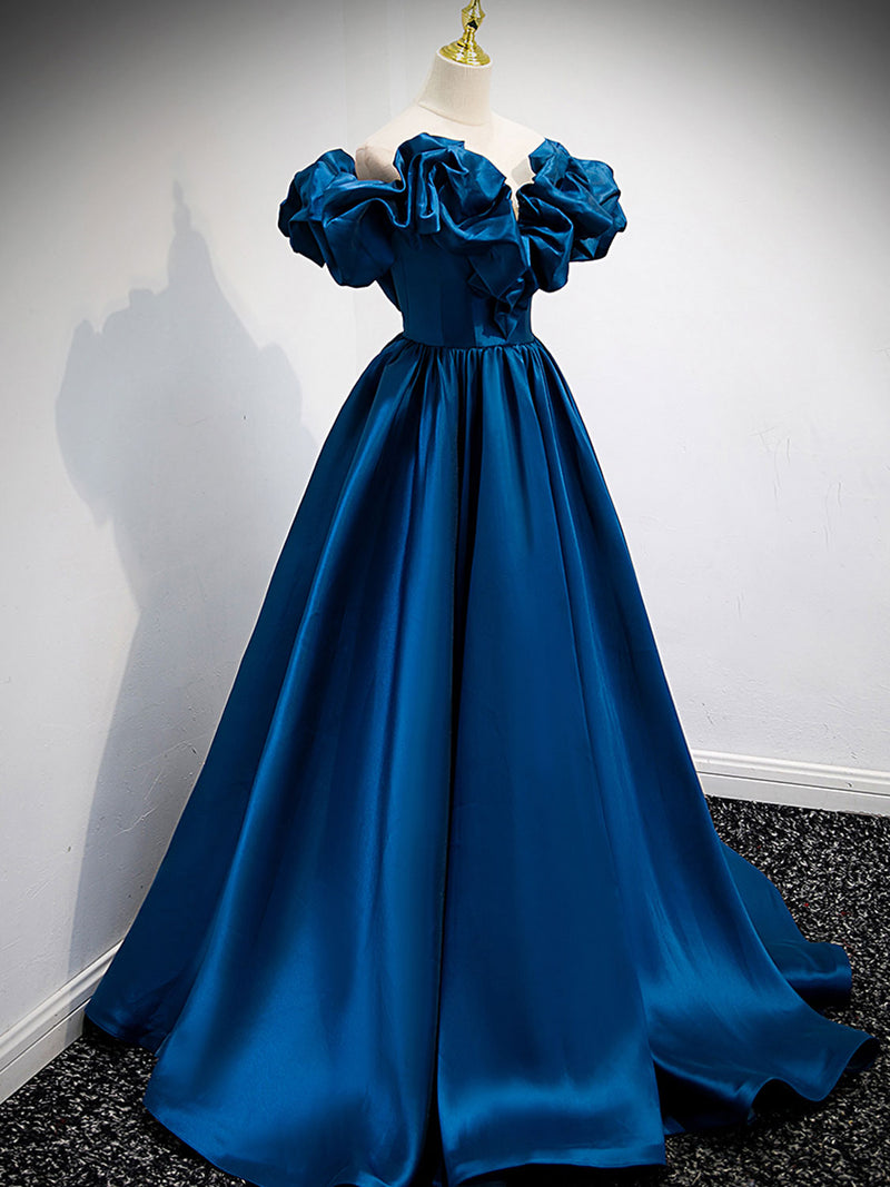 Victorian Vs Dress Blue Edwardian Evening Gown Royal Blue Vintage Retro Satin Prom Dresses 2022 Ball Victorian Vs Dress Blue Edwardian Evening Gown Royal Blue Vintage Retro Satin Prom Dresses 2022 Ball