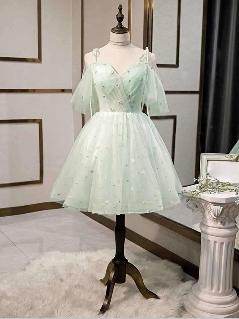 Simple Sweetheart Neck Tulle Short Prom Dresses, Puffy Green Homecoming Dresses US 8 / Custom Color Simple Sweetheart Neck Tulle Short Prom Dresses, Puffy Green Homecoming Dresses US 8 / Custom Color