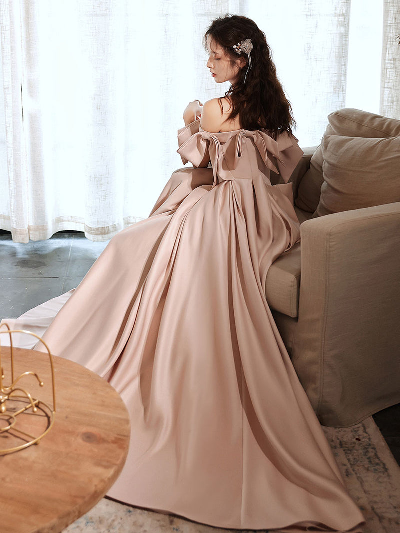 Pink Long Prom Dresses, Off Shoulder Long Formal Graduation Dresses US 4 / Custom Color Pink Long Prom Dresses, Off Shoulder Long Formal Graduation Dresses US 4 / Custom Color
