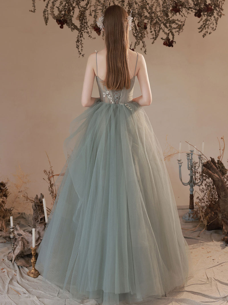 gray green dress Gray Green Mermaid Sweep Train Bridesmaid Dresses PB124