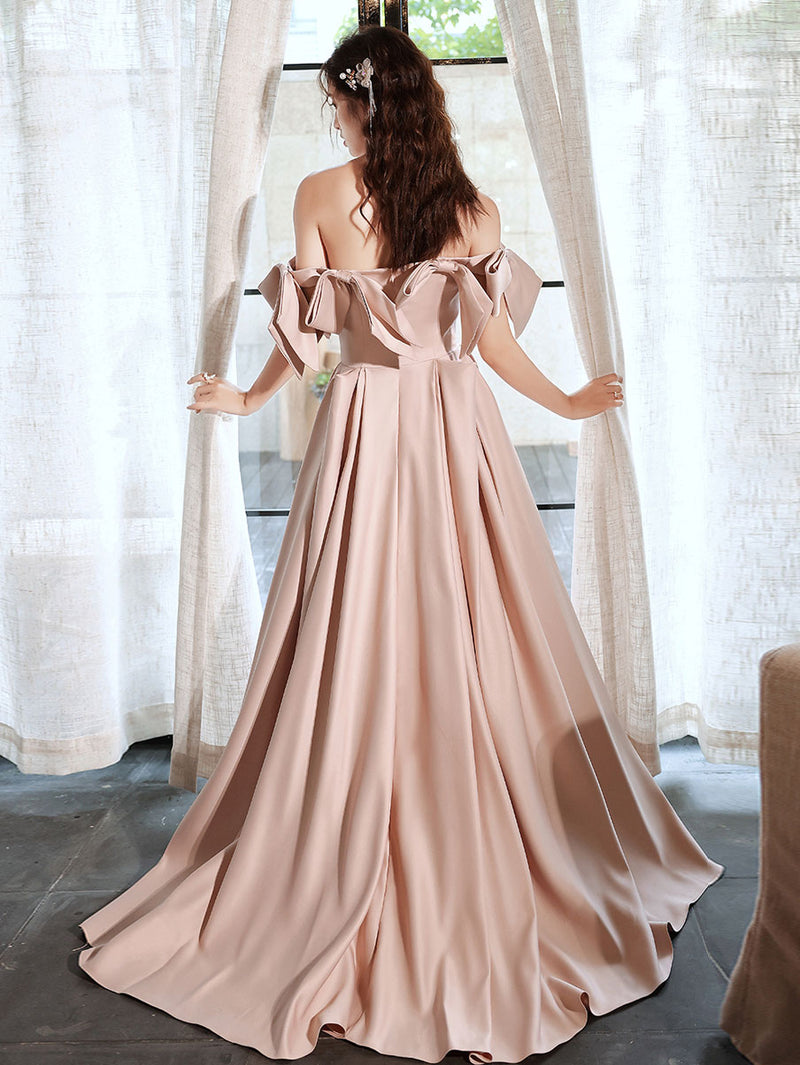 Pink Long Prom Dresses, Off Shoulder Long Formal Graduation Dresses US 4 / Custom Color Pink Long Prom Dresses, Off Shoulder Long Formal Graduation Dresses US 4 / Custom Color