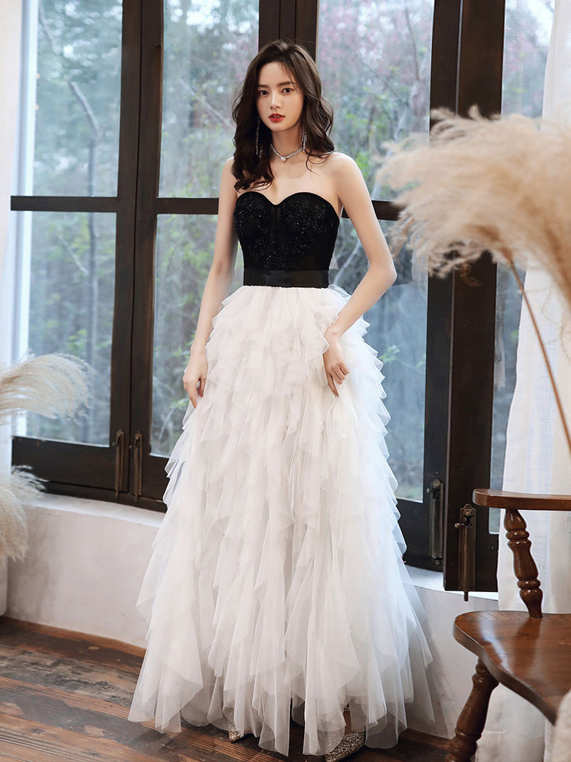 White Tulle Sweetheart Long Prom Dress, White Formal Graduation Dresses US 4 / White White Tulle Sweetheart Long Prom Dress, White Formal Graduation Dresses US 4 / White