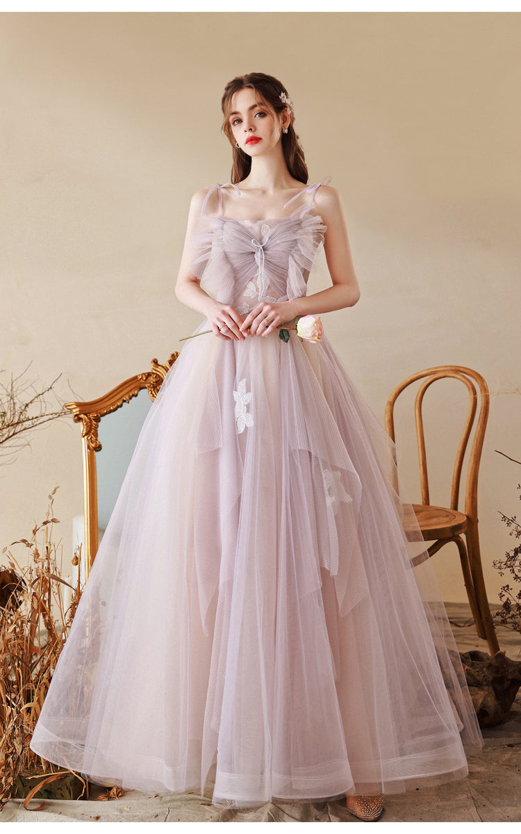 A-Line Tulle Lace A line Long Light Purple Prom Dresses, Tulle Formal shopluu A-Line Tulle Lace A line Long Light Purple Prom Dresses, Tulle Formal shopluu