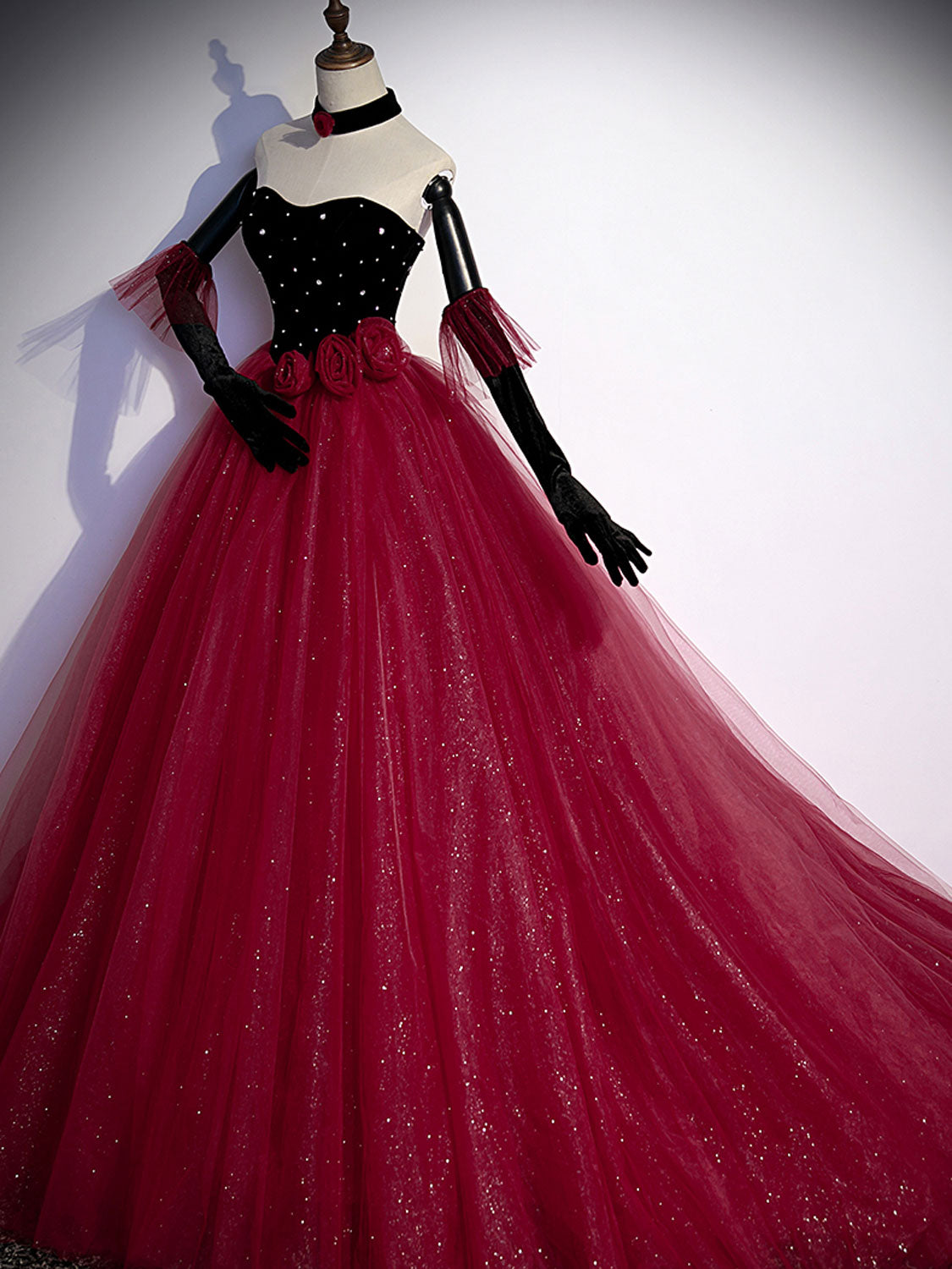 Burgundy Tulle Long Prom Dress A line Burgundy Graduation Dresses