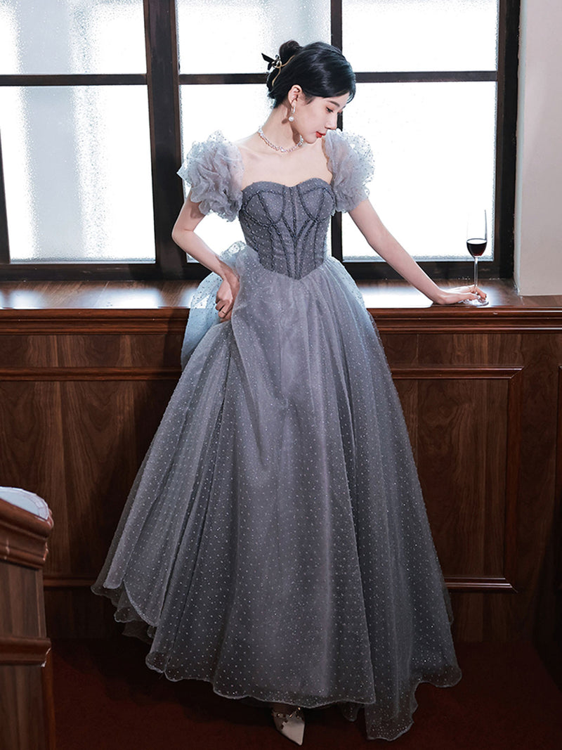Gray Aline Tulle Gray Long Prom Dresses, Aline Gray Tulle Formal Evening Dresses Custom Size / Gray (As Picture) Gray Aline Tulle Gray Long Prom Dresses, Aline Gray Tulle Formal Evening Dresses Custom Size / Gray (As Picture)