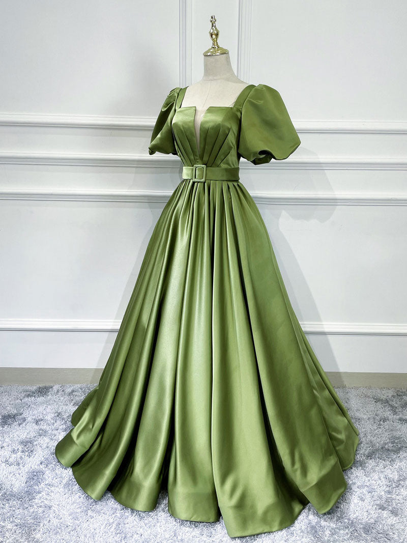 A line Satin Long Green Prom Dresses, Green Formal Evening Graduation Dresses US 4 / Custom Color A line Satin Long Green Prom Dresses, Green Formal Evening Graduation Dresses US 4 / Custom Color