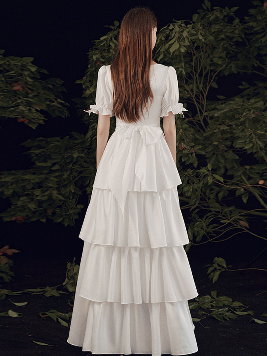 Simple ivory Long Prom Dress, White Bridesmaid Dresses