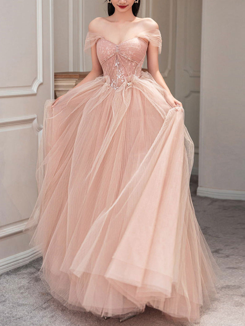 Pink Sweetheart Neck Tulle Long Prom Dress, Pink Sweet 16 Dress US 2 / Pink(As Picture) Pink Sweetheart Neck Tulle Long Prom Dress, Pink Sweet 16 Dress US 2 / Pink(As Picture)
