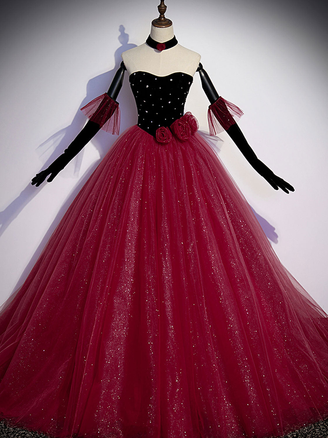 Burgundy Tulle Long Prom Dress A line Burgundy Graduation Dresses