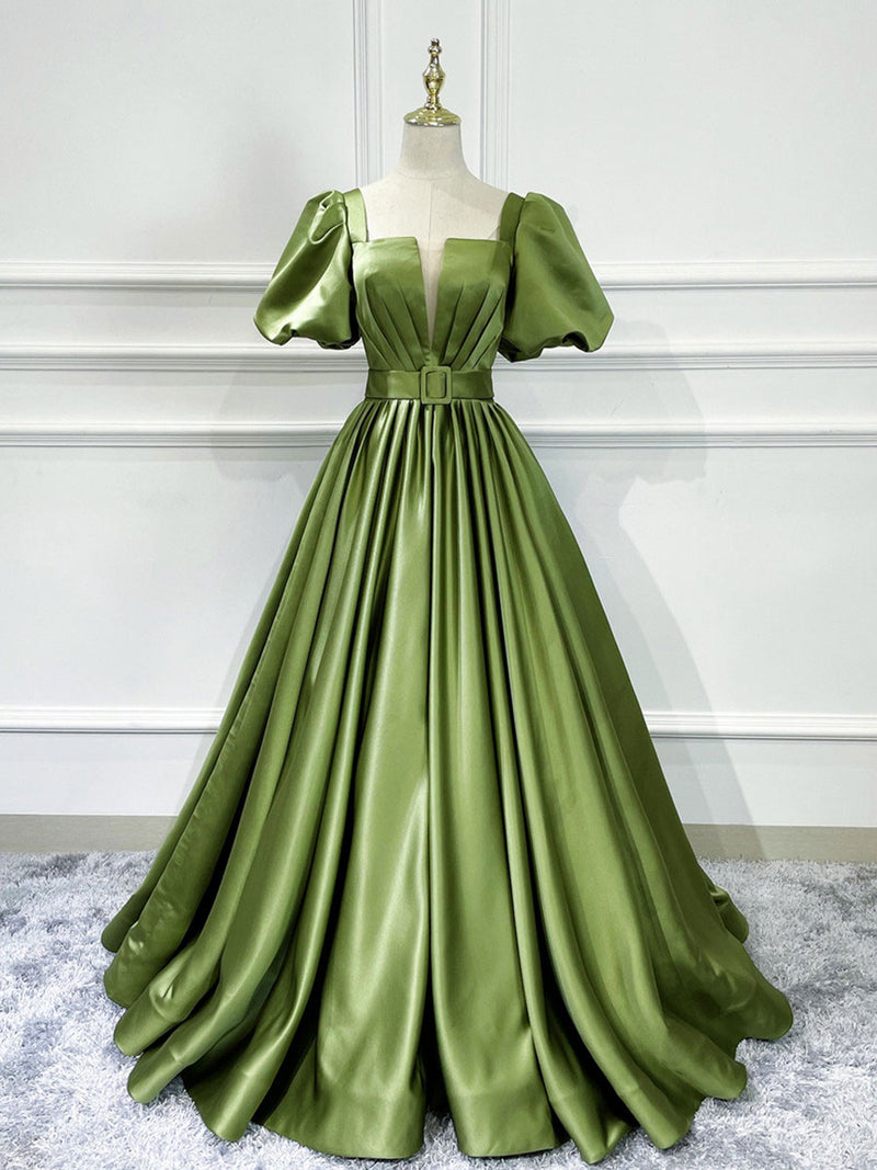 A line Satin Long Green Prom Dresses, Green Formal Evening Graduation Dresses US 4 / Custom Color A line Satin Long Green Prom Dresses, Green Formal Evening Graduation Dresses US 4 / Custom Color