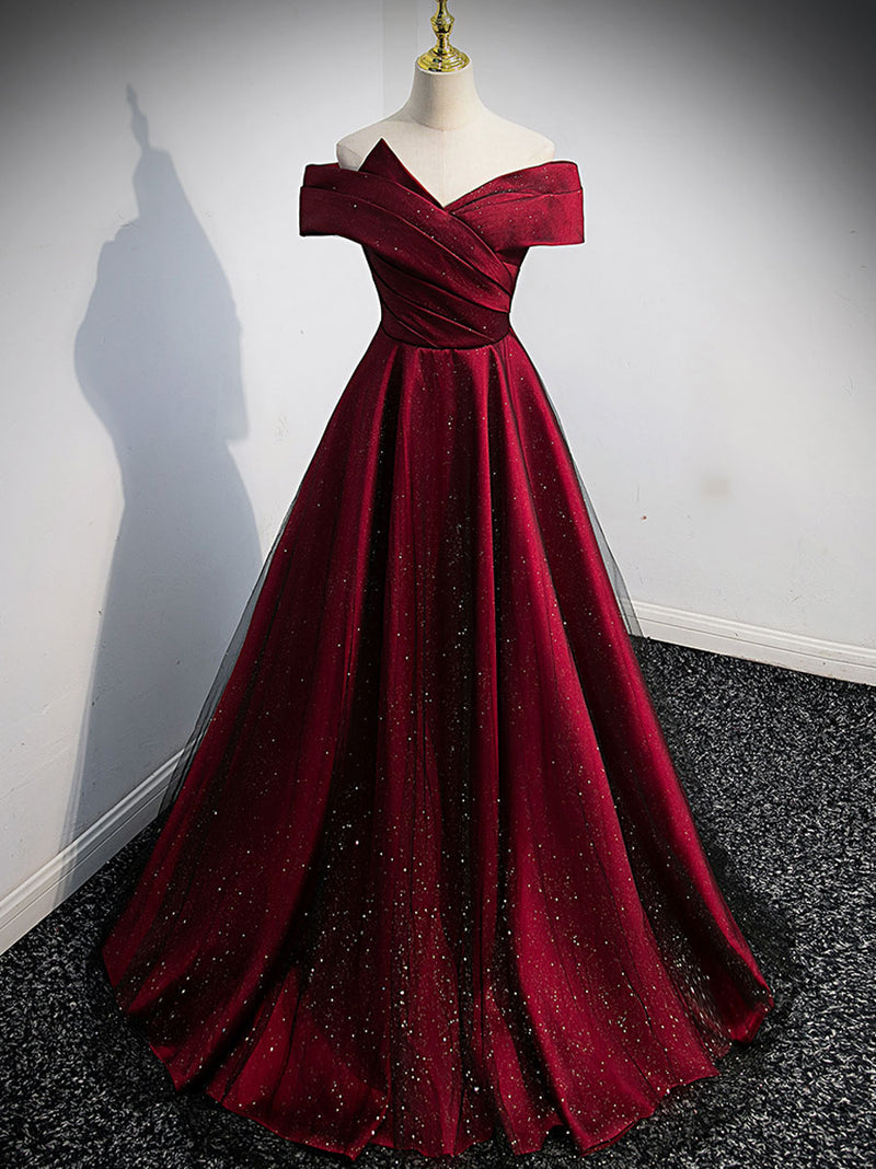 Simple Burgundy Satin Long Prom Dress, Burgundy Evening Dresses shopluu Simple Burgundy Satin Long Prom Dress, Burgundy Evening Dresses shopluu