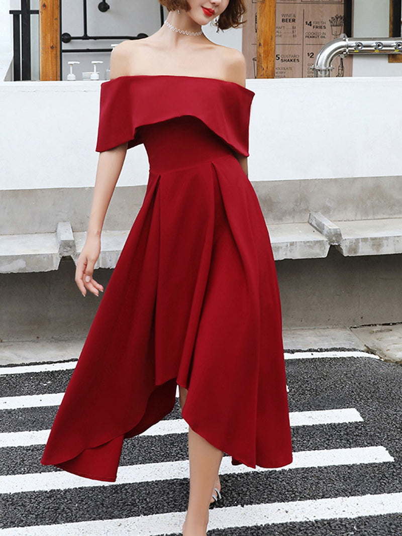 Simple Burgundy Off Shoulder Prom Dresses, Burgundy Homecoming Dresses US 8 / Burgundy Simple Burgundy Off Shoulder Prom Dresses, Burgundy Homecoming Dresses US 8 / Burgundy