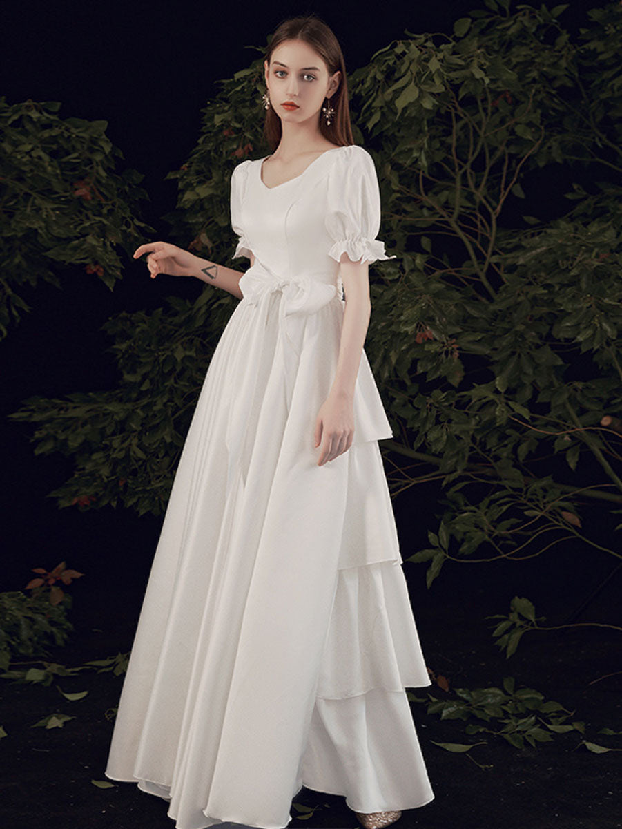 Simple ivory Long Prom Dress, White Bridesmaid Dresses